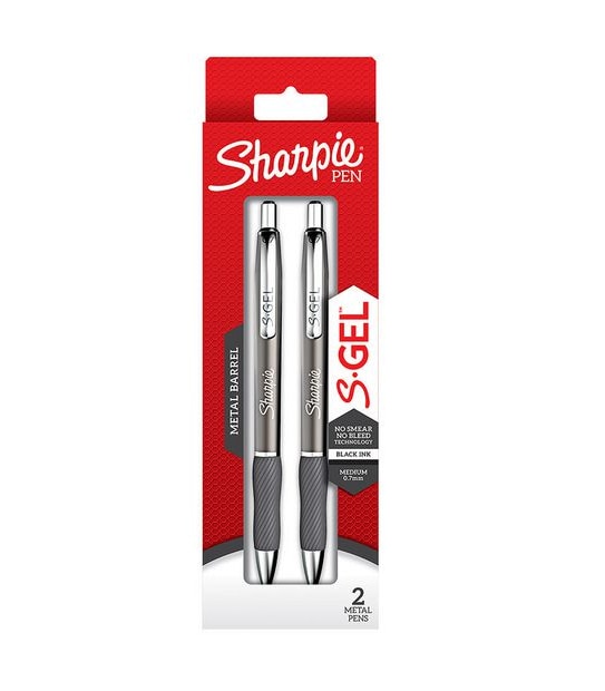 Sharpie S-Gel Metal Barrel Gel Pen 0.7mm Black - Pack of 2