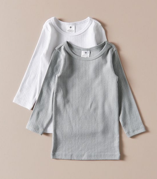 2 Pack Baby Organic Cotton Pointelle Thermal Tops