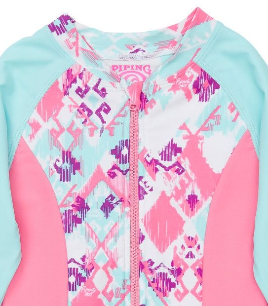 Piping Hot One Piece Long Sleeve Zip Front Bathers