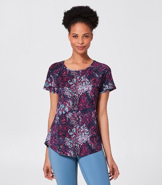 Active Raglan Sleeve Micro Mesh T-Shirt - Jordana Print