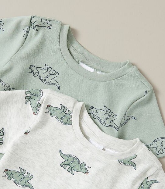 2 Pack Baby Organic Cotton Dinosaur Pyjama Sets