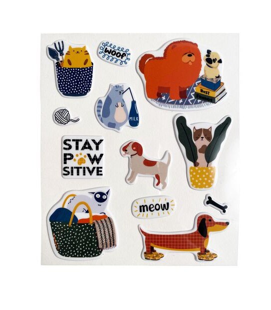 Paper Crane Puffy Sticker Set - Cats & Dogs
