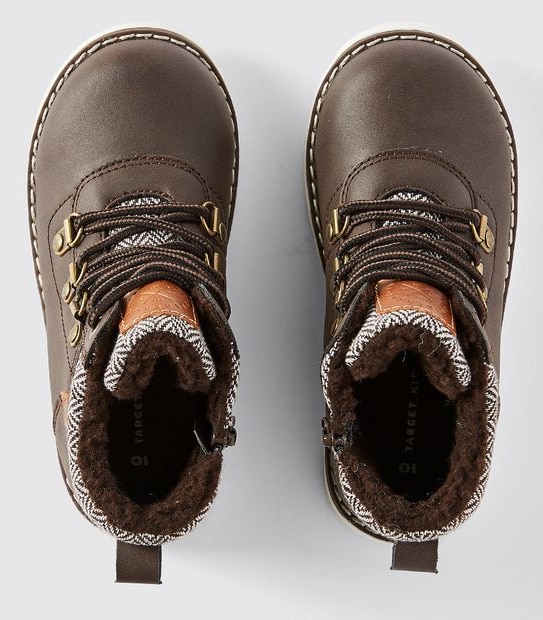 Junior Herringbone Lace Up Boot - Brown