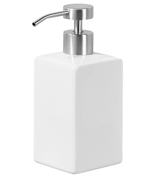 Ceramic Square Soap Dispenser - White