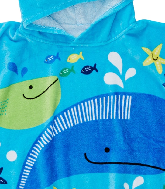 Fish Print Hooded Beach Poncho