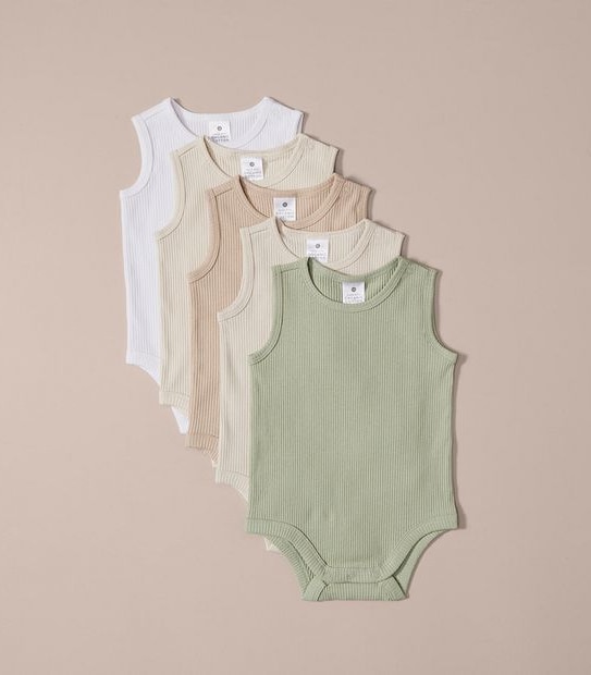 5 Pack Baby Organic Cotton Bodysuits
