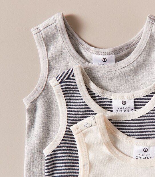 3 Pack Baby Organic Cotton Vests