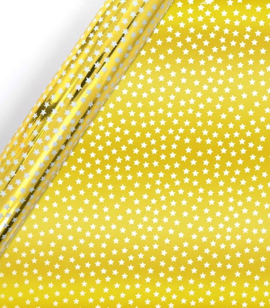 Hallmark Wrapping Paper - Gold and White Stars