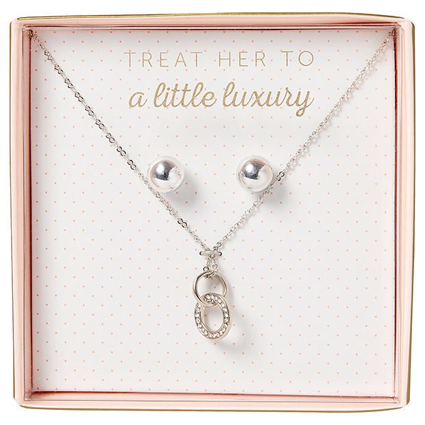 Mother's Day Necklace & Earring Set - Silver Mother's Day Necklace & Earring Set - Silver
