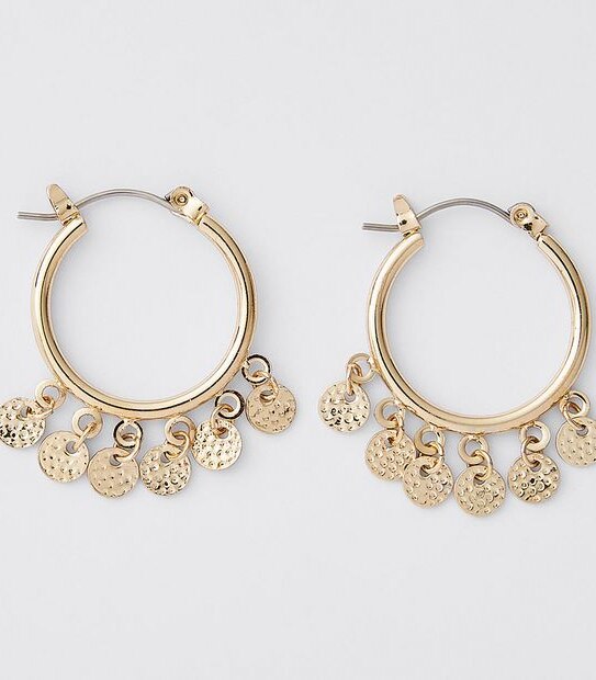 Coin Charm Hoop Earrings - Gold