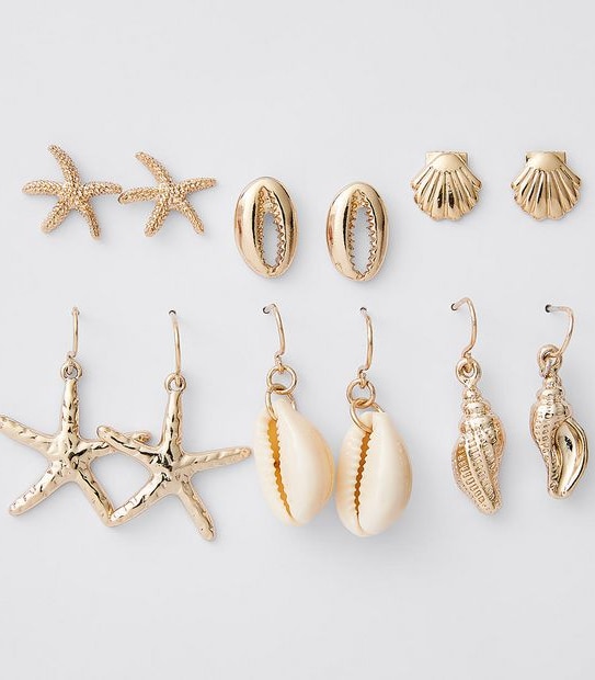 Lily Loves 6 Pack Shell Earrings - Gold