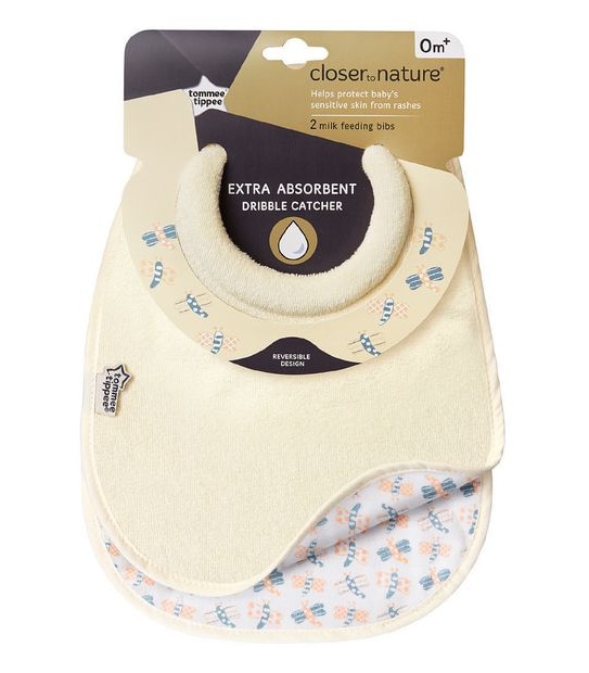 Tommee Tippee Closer To Nature 2 Pack Milk Feeding Bibs - Assorted*