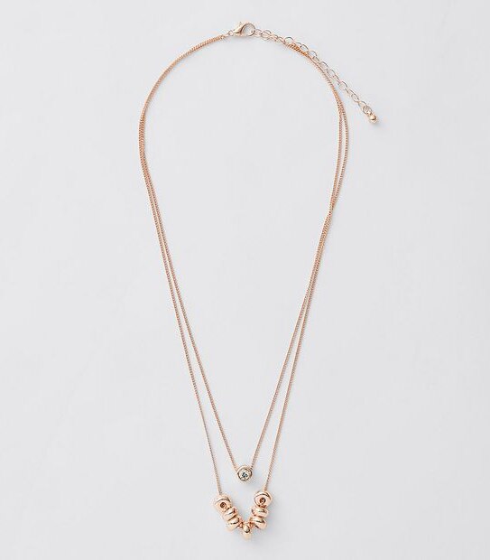 Multi Beaded Fine Layered Necklace - Rose Gold