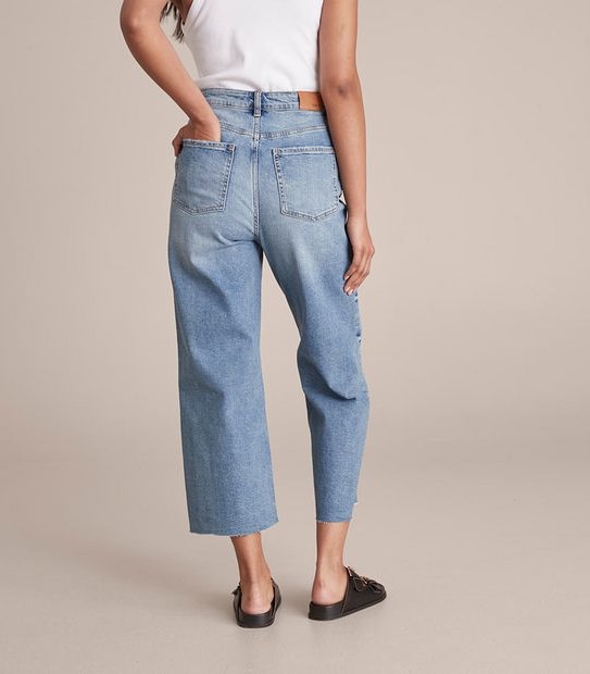 Kelsey Wide Leg High Rise Crop Length Denim Jeans