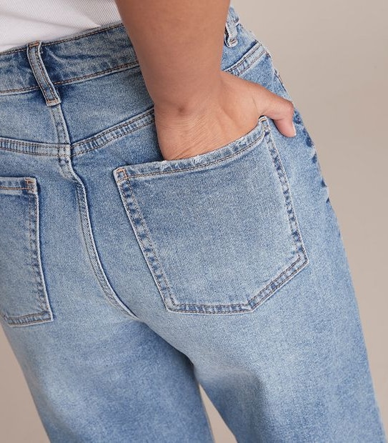 Kelsey Wide Leg High Rise Crop Length Denim Jeans