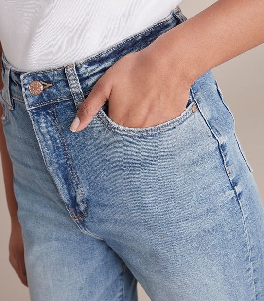 Kelsey Wide Leg High Rise Crop Length Denim Jeans