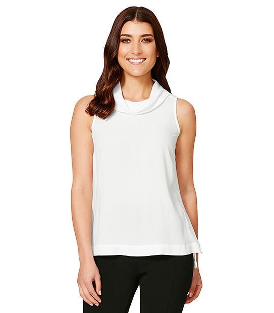 High Neck Cowl Top - White