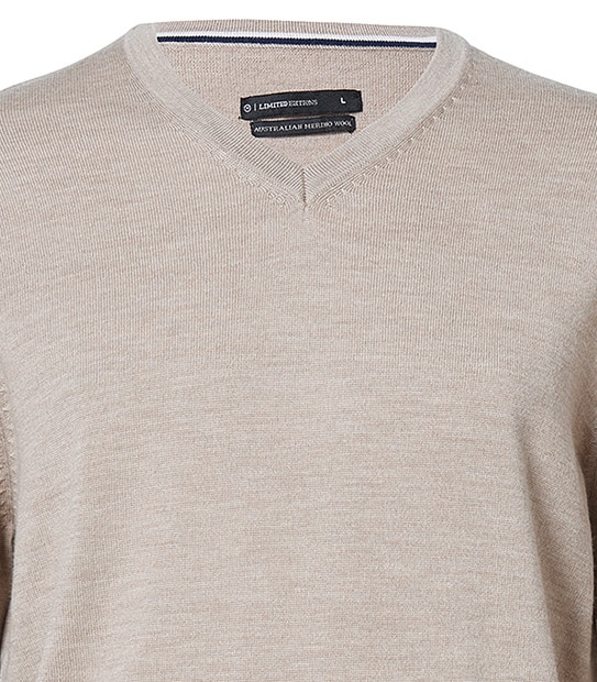 Australian Extra Fine Merino Wool V-Neck Jumper - Neutral 3 of 3
