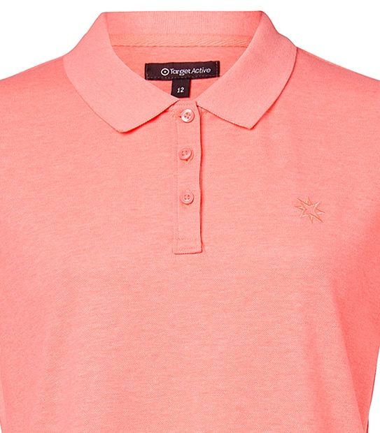Active Polo Top - Neon Coral