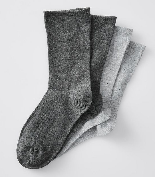 Underworks 2 Pack All Day Fine Knit Crew Socks - Grey