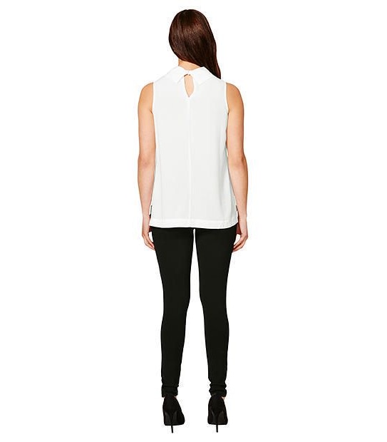 High Neck Cowl Top - White