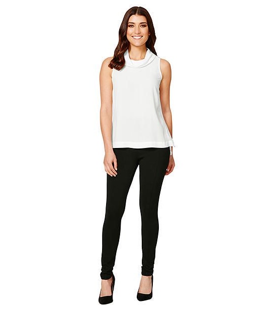 High Neck Cowl Top - White