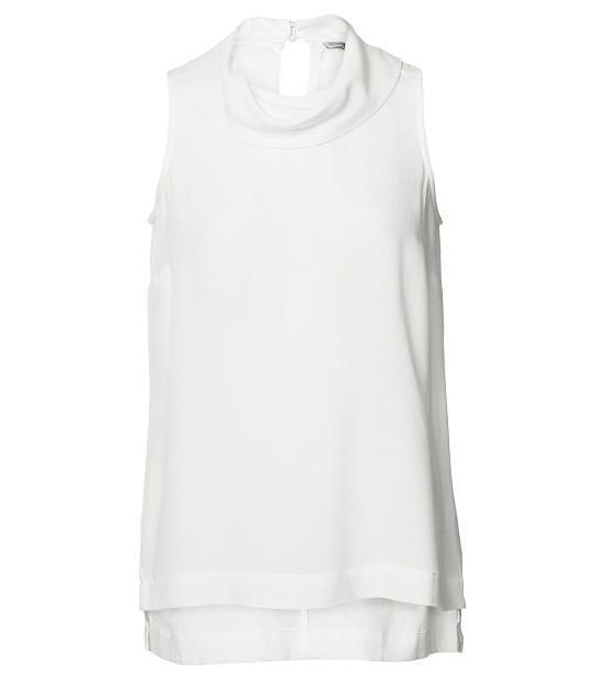 High Neck Cowl Top - White
