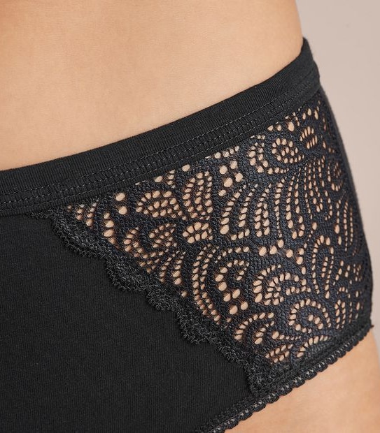 Organic Cotton and Lace Midi Briefs; Style: LMD30561