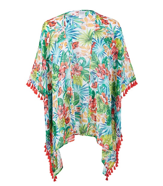 Tropical Print Swim Kimono