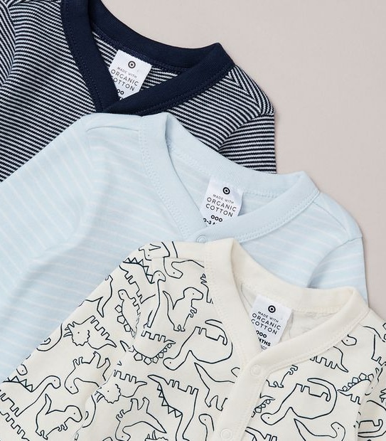 3 Pack Baby Organic Cotton Snap Coveralls