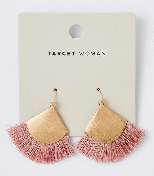 Fan Tassel Earrings - Pink