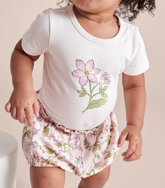 3 Piece Baby Organic Cotton Floral Set