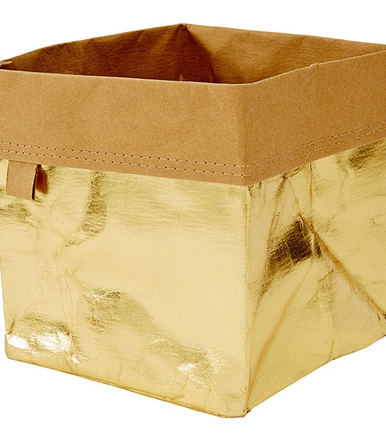 Gold Coated Paper Storage Cube - 20cm