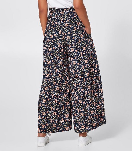 Lily Loves Paperbag Waist Wide Leg Pants - Navy Floral