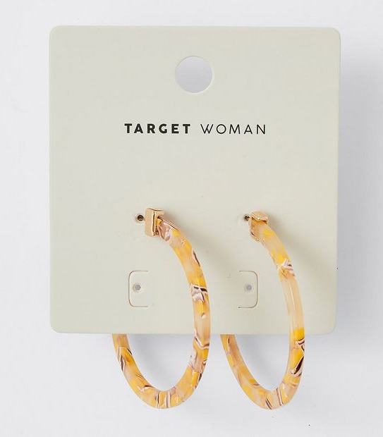 Large Hoop Patterned Earrings - Yellow