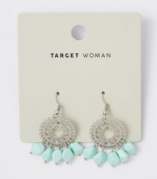 Filigree Stone Drop Earrings - Silver