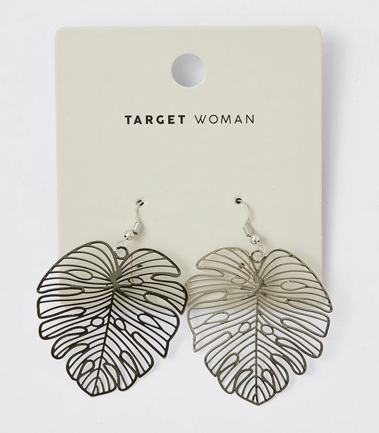 Metal Leaf Earrings - Silver