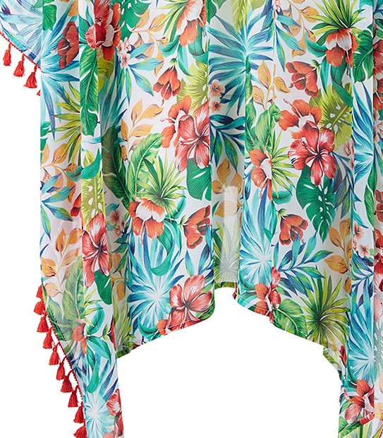 Tropical Print Swim Kimono