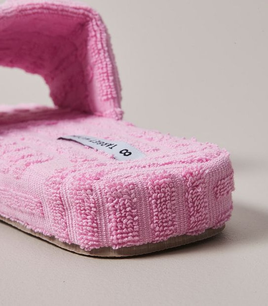 W KIMMI PRISM PINK TERRY POOL SLIDE  SIZE 6-11