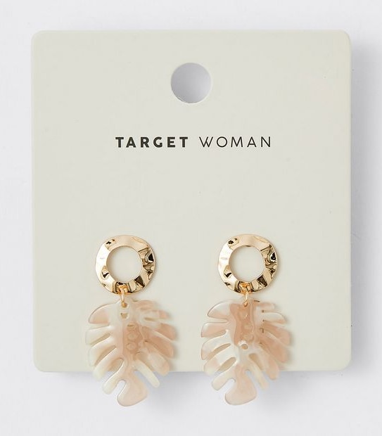 Resin Leaf Stud Earrings - Neutral