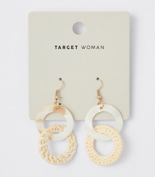 Rattan Link Earrings - Netural