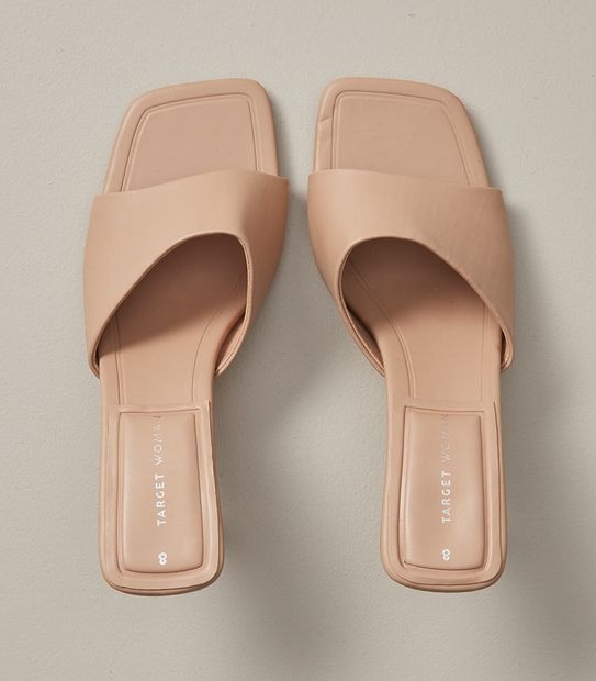W CHARLIE NUDE SQUARE TOE HEELED MULE  SIZE 6-11