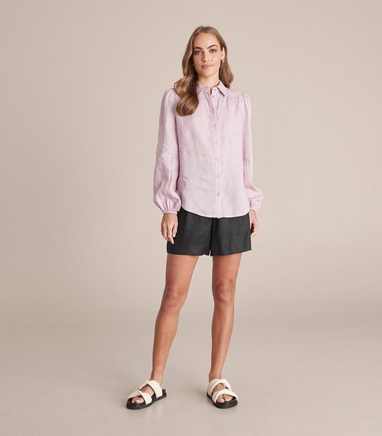 Preview European Linen Gathered Shirt