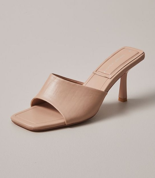 W CHARLIE NUDE SQUARE TOE HEELED MULE  SIZE 6-11