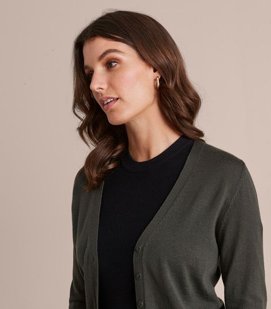 Preview Merino Wool V-Neck Button Through Cardigan