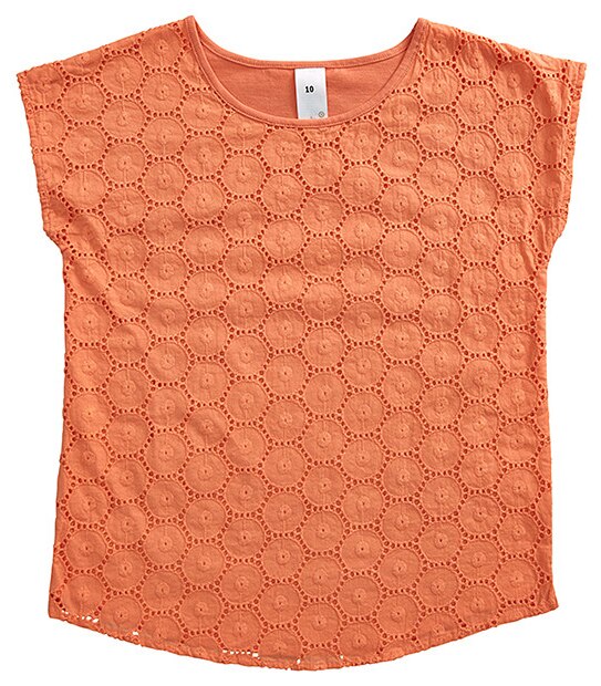 Girls' Short Sleeve Lace Front Top