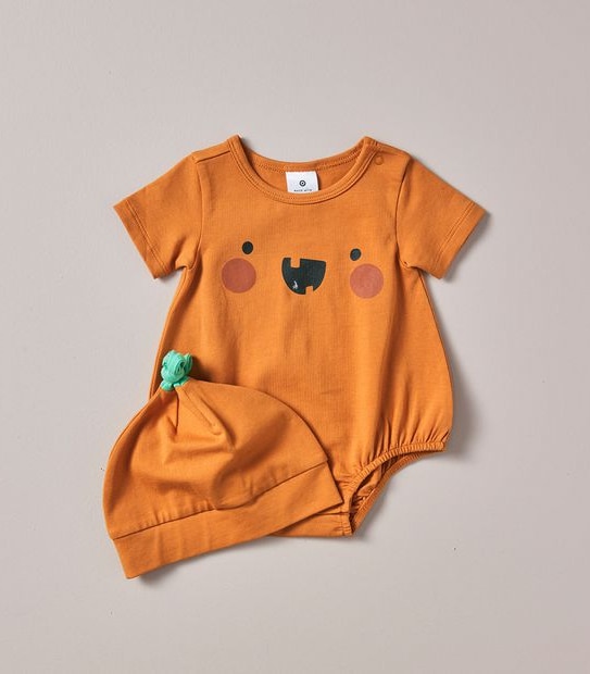 2 Piece Baby Organic Cotton Halloween Pumpkin Set