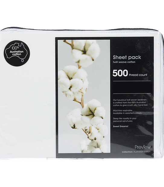 500 Thread Count Australian Cotton Sheet Pack - White