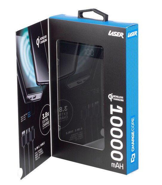 Laser 10000mAH QI Wireless Power Bank