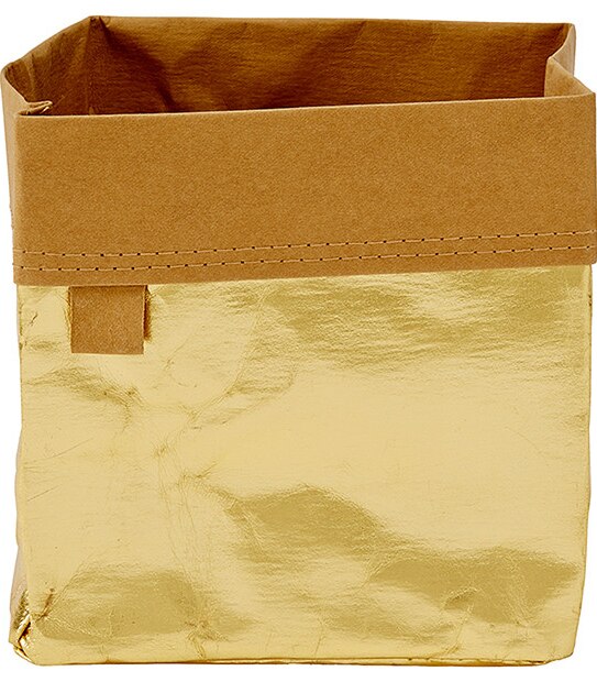 Gold Coated Paper Storage Cube - 20cm